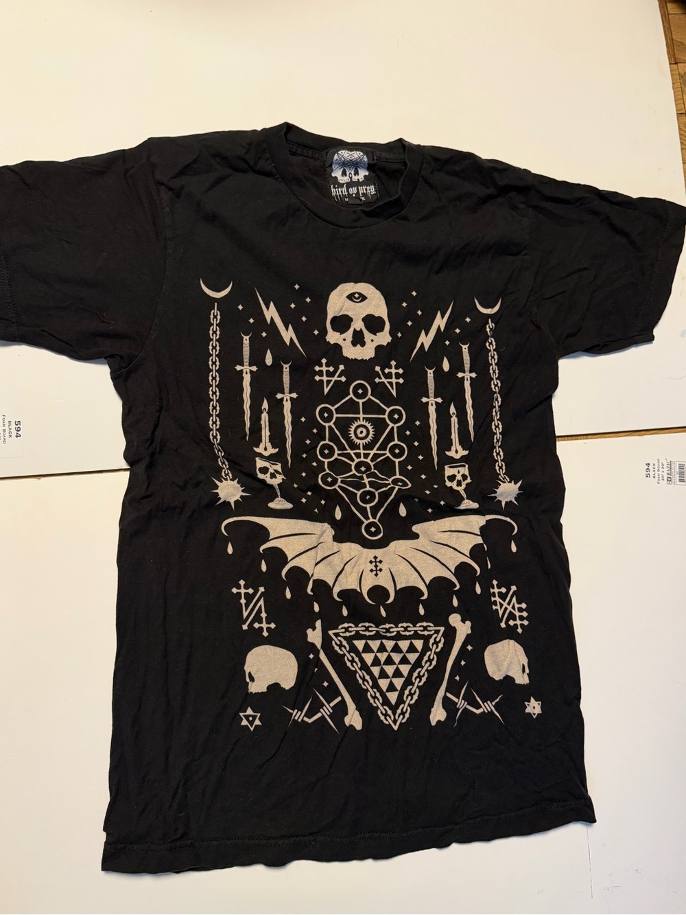 Gothic bird of prey Black Graphic Tee for Men